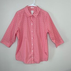 Chico's 100% Cotton Pink Button Down Shirt Size 3